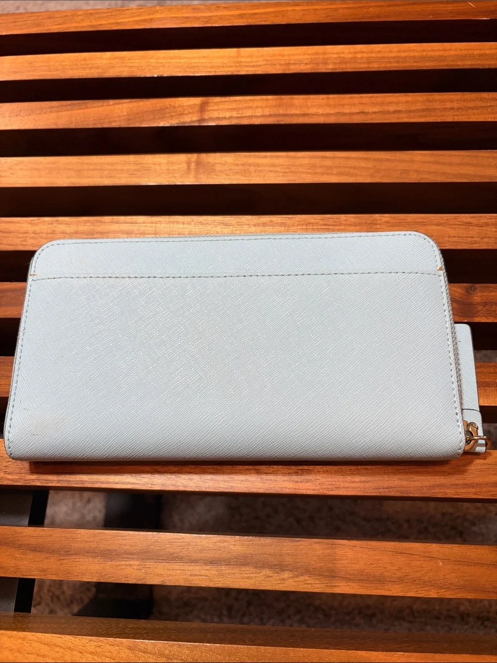 kate spade pale blue zip-around wallet
